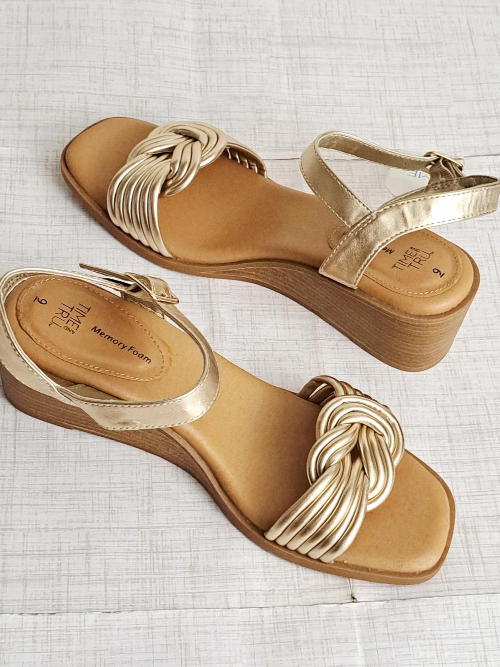 Time and Tru Gold Wedge Sandals